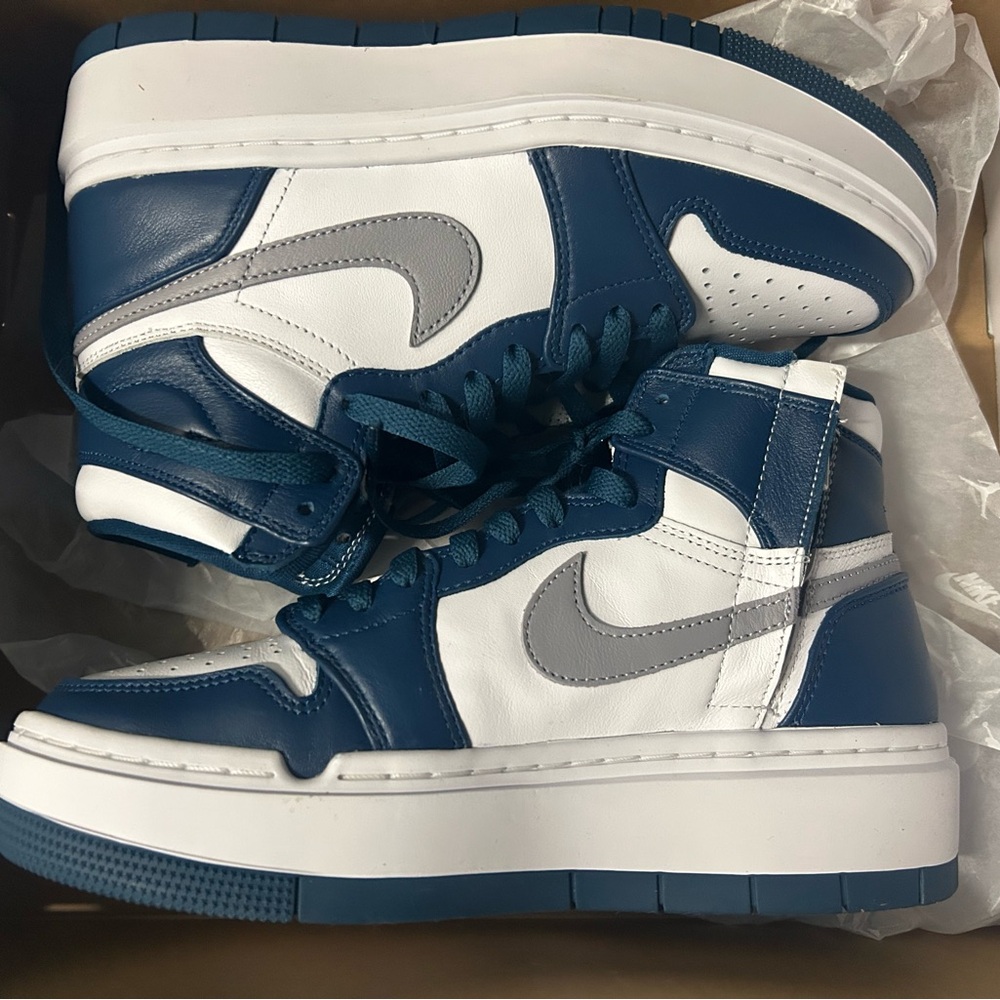 Blue and White jordan1 High-Top Sneakers